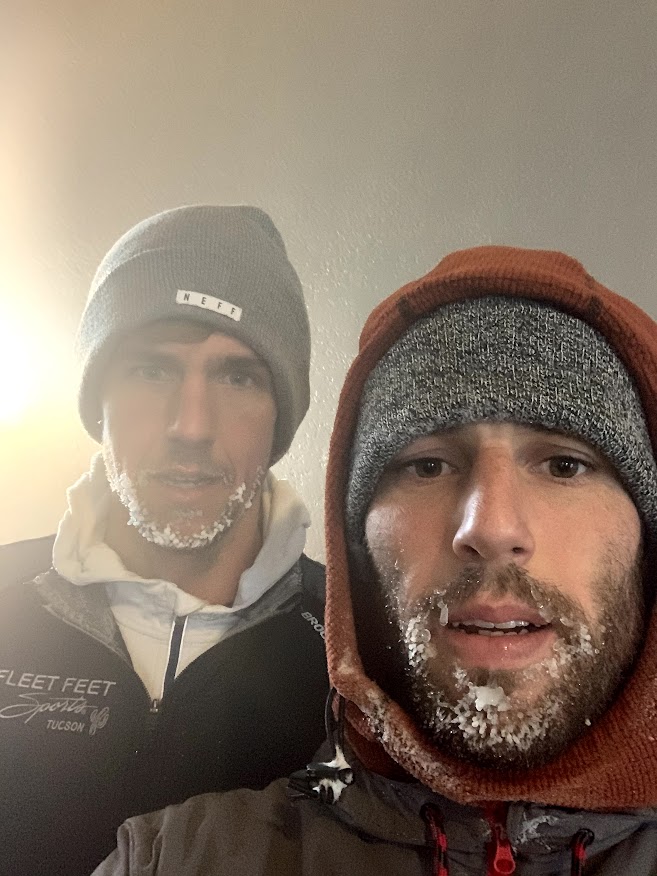 winter running tips
nick hilton and will baldwin with some ice beards after running in the winter