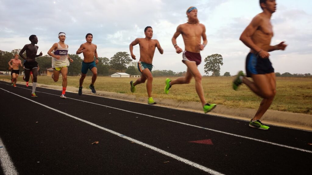 Group of runners on track