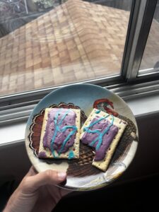Colorful pastries on decorative plate
