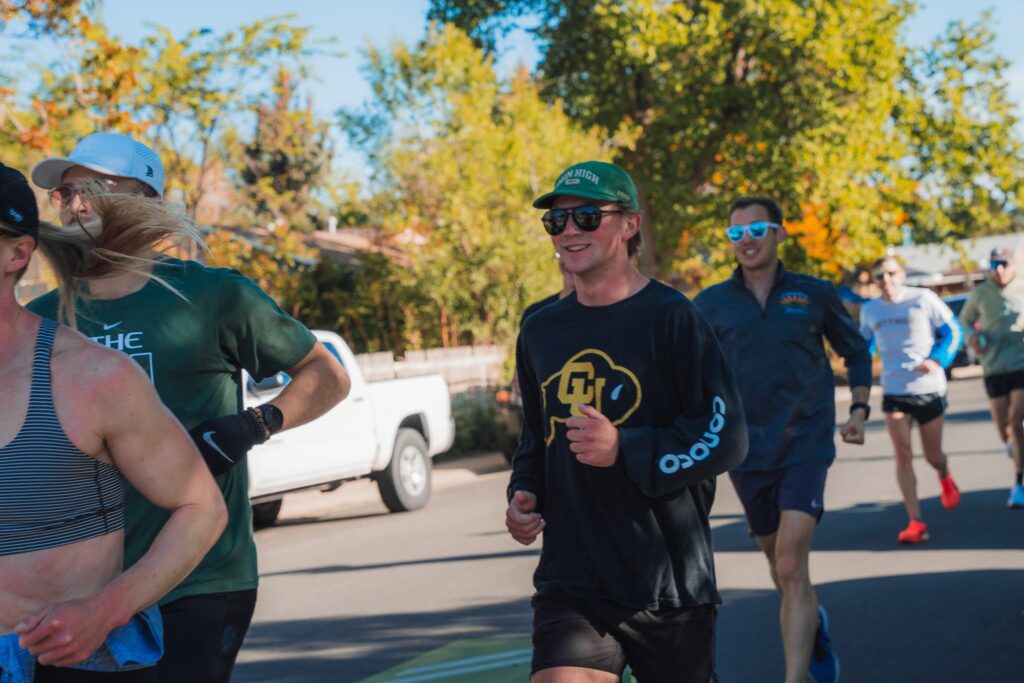 Group of people jogging outdoors